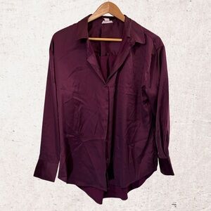 Tribal Purple Button Down Shirt Relaxed Notched Collar